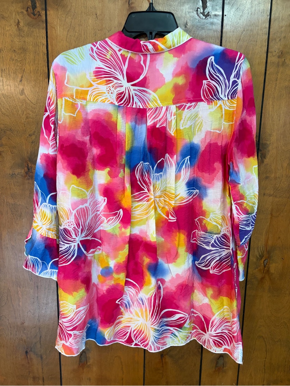 Multiples Pink Multi-Color Floral Button-Front Blouse - Picture 5 of 5